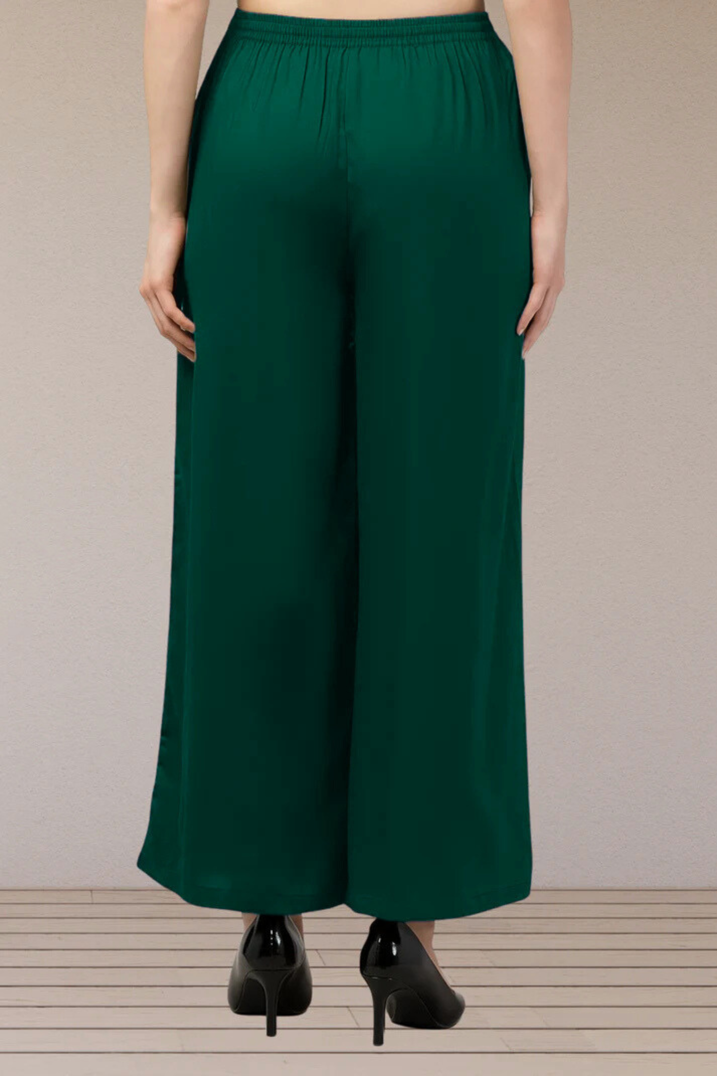 Bottle Green Flared Palazzo Pant