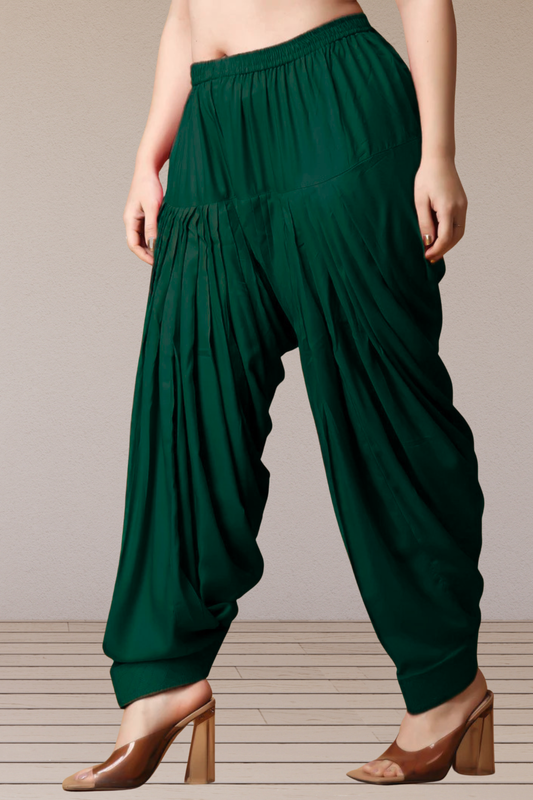 Bottle Green White Rayon Patiala Salwar