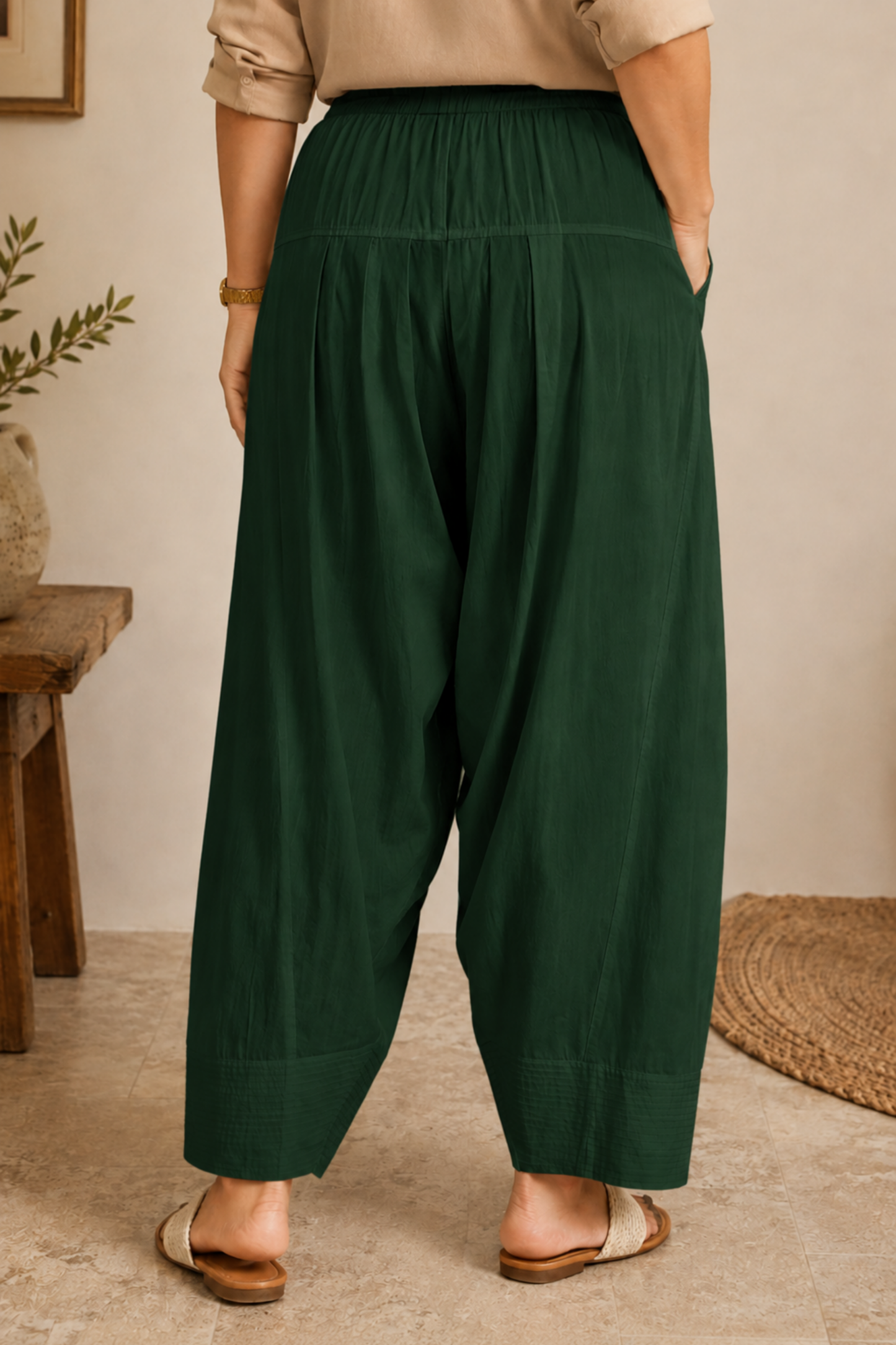 Bottle Green Cotton Farshi Salwar