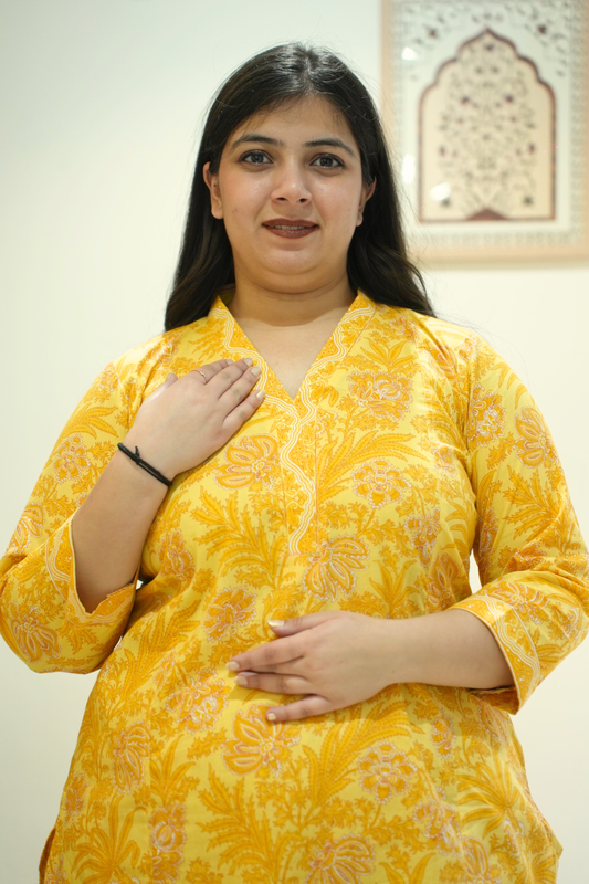 Butter Yellow Cotton Afghani Suit