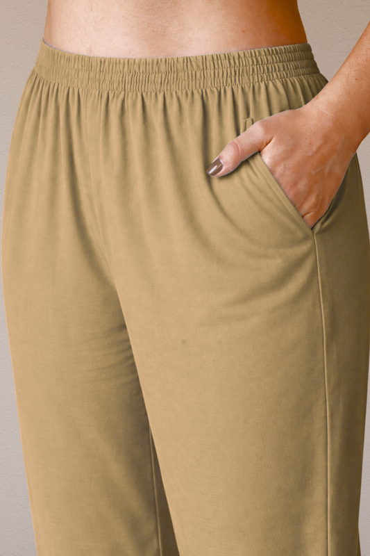 Camel Beige Rayon Kurti Pant