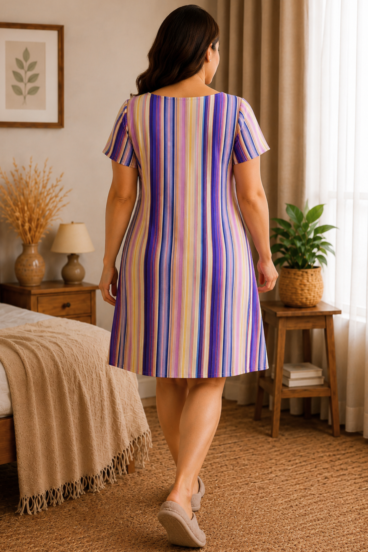 Candy Stripe Rayon Short Nighty