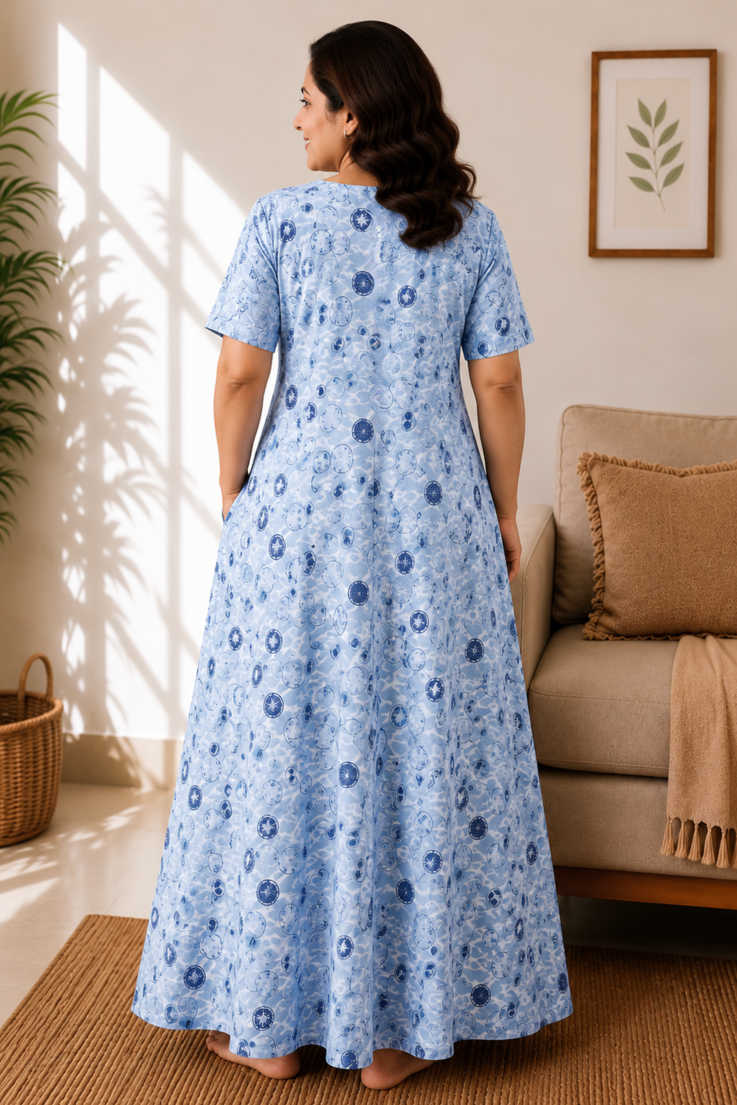 Celestial Blue Rayon Night Gown