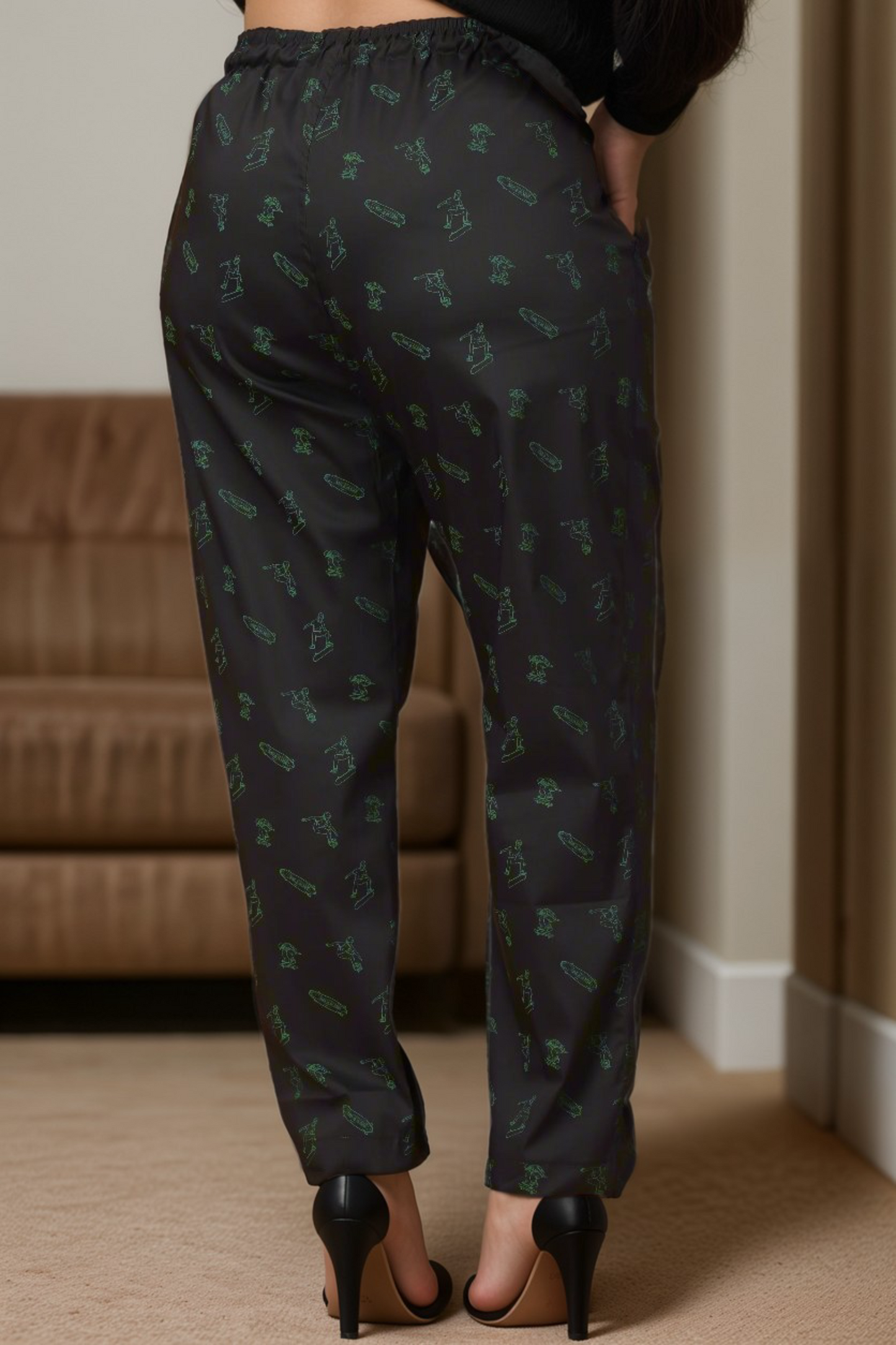 Buy Plus Size Charcoal Black Poplin Lycra Pants At Apella | Sizes XS to 10 XL | India | Free Delivery | Customized