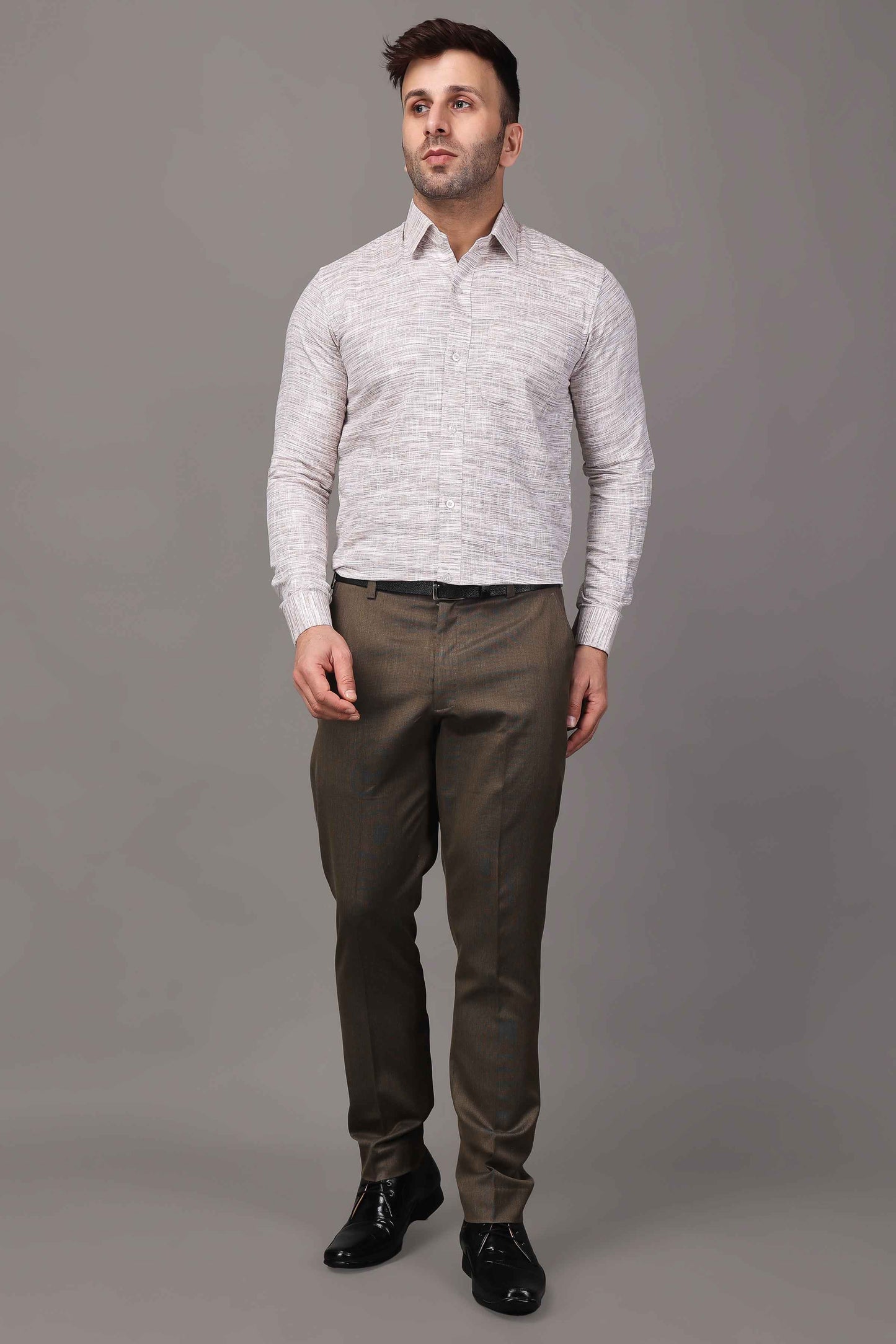 Buy Plus Size Cinnamon Textured Stretch Trousers At Apella | Sizes XS to 10 XL | India | Free Delivery | Customized