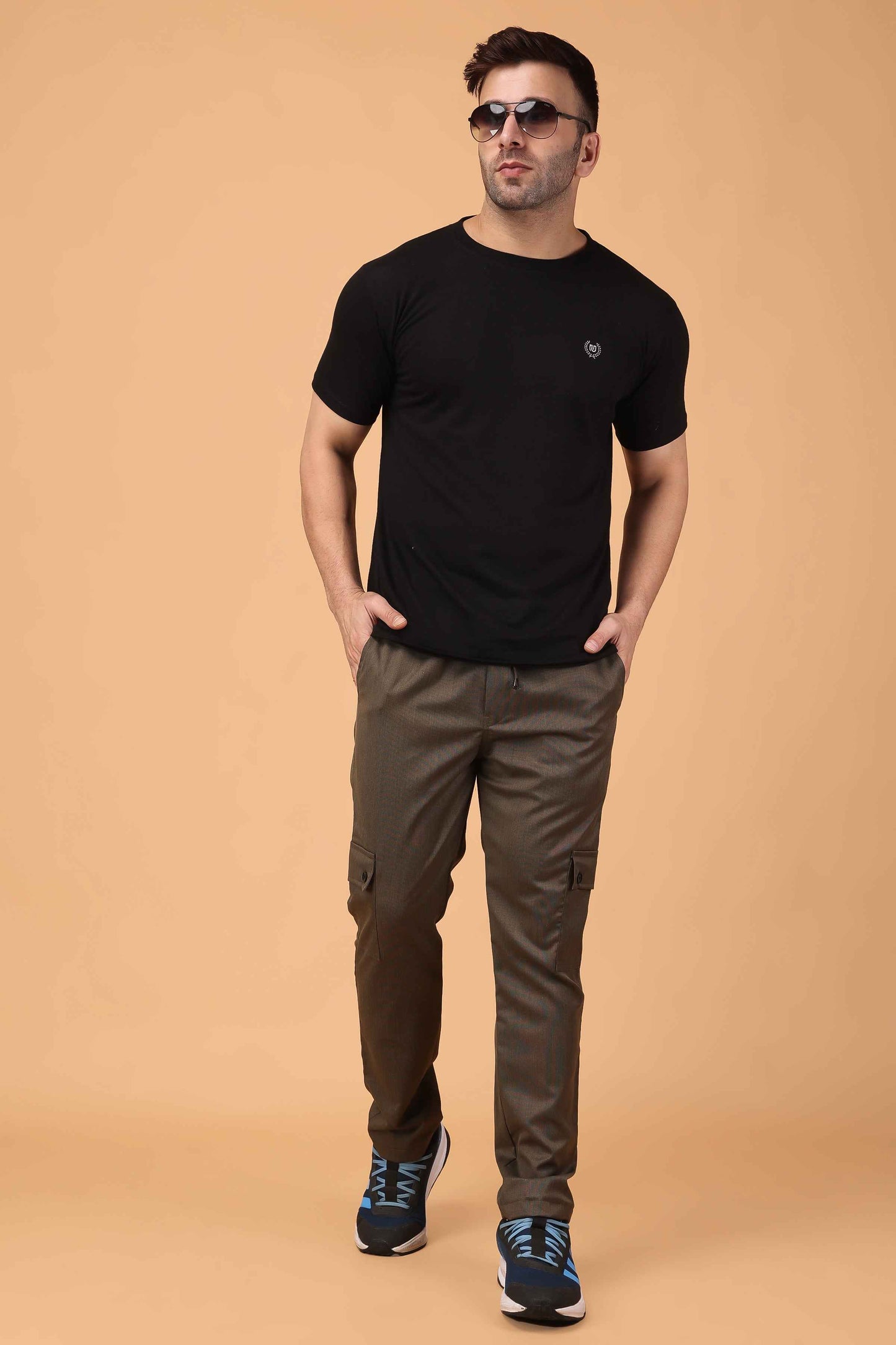 Buy Plus Size Cinnamon Textured Stretchable Cargo At Apella | Sizes XS to 10 XL | India | Free Delivery | Customized