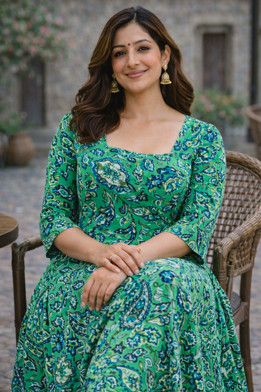 Classic Paisley Printed Dress With Pockets