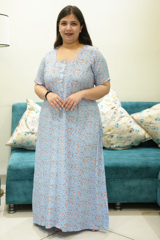 Cloud floral rayon night gown