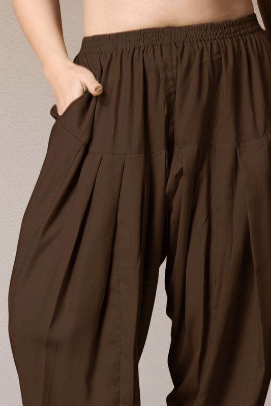 Coffee Rayon Pleated Salwar