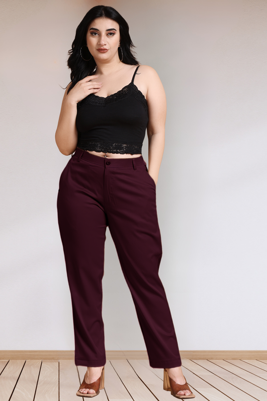 Wine Stretch Formal Trousers