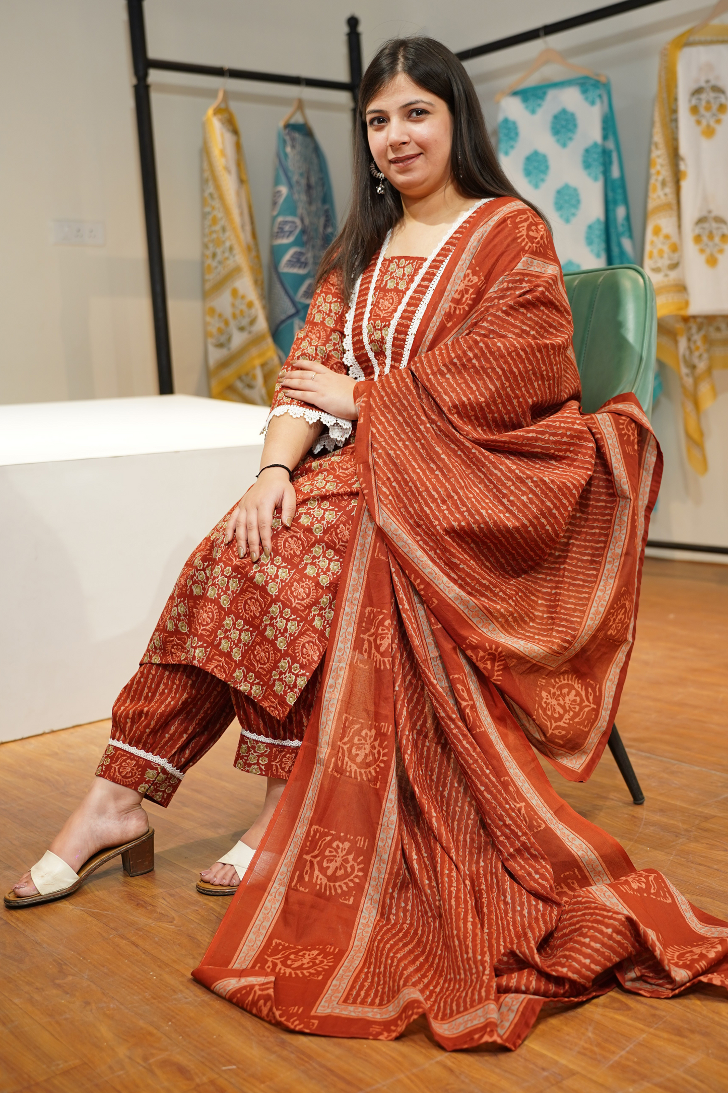 Amber Breeze Cotton Afghani Suit