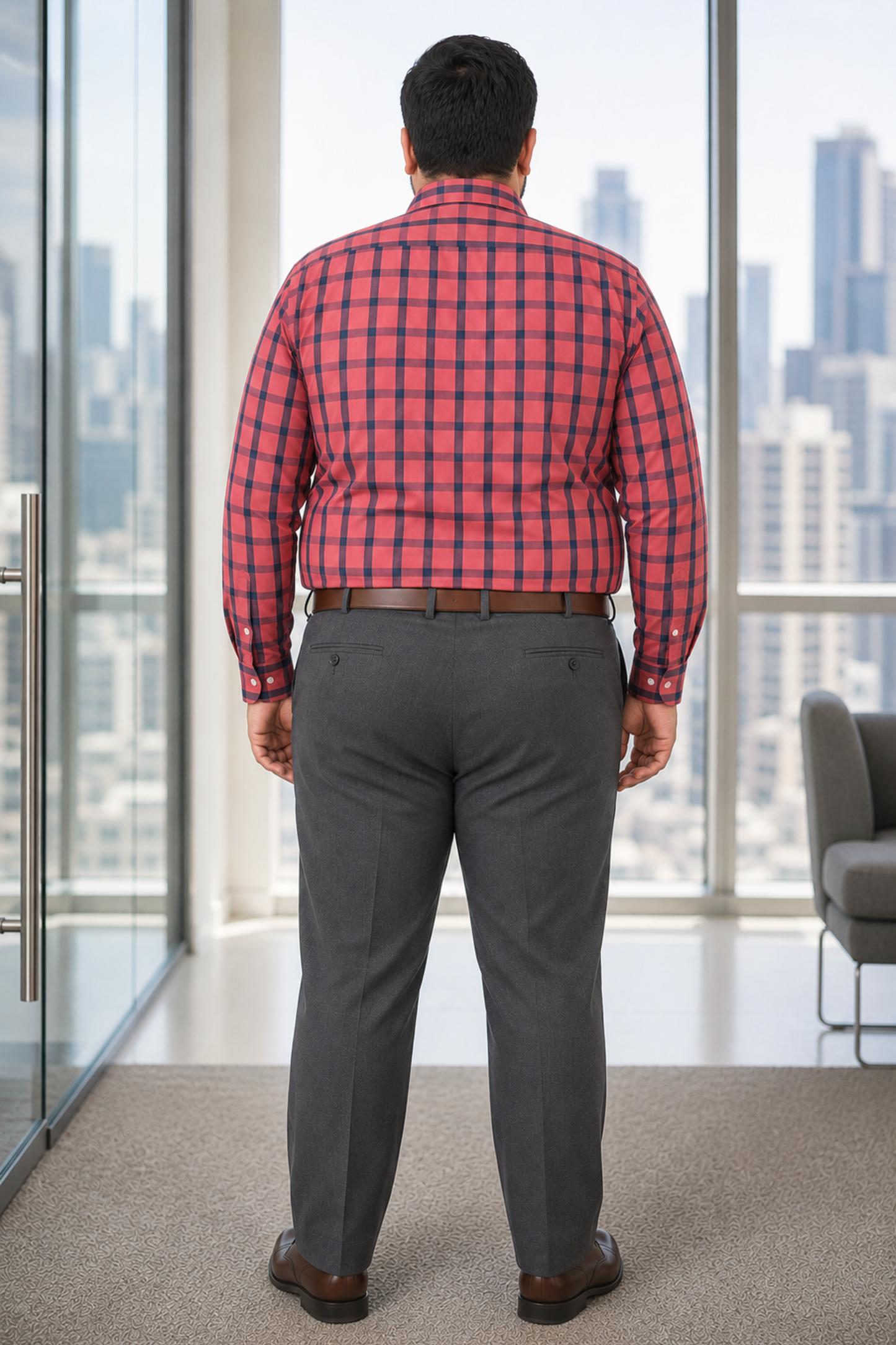Coral Plaid Cotton Shirt