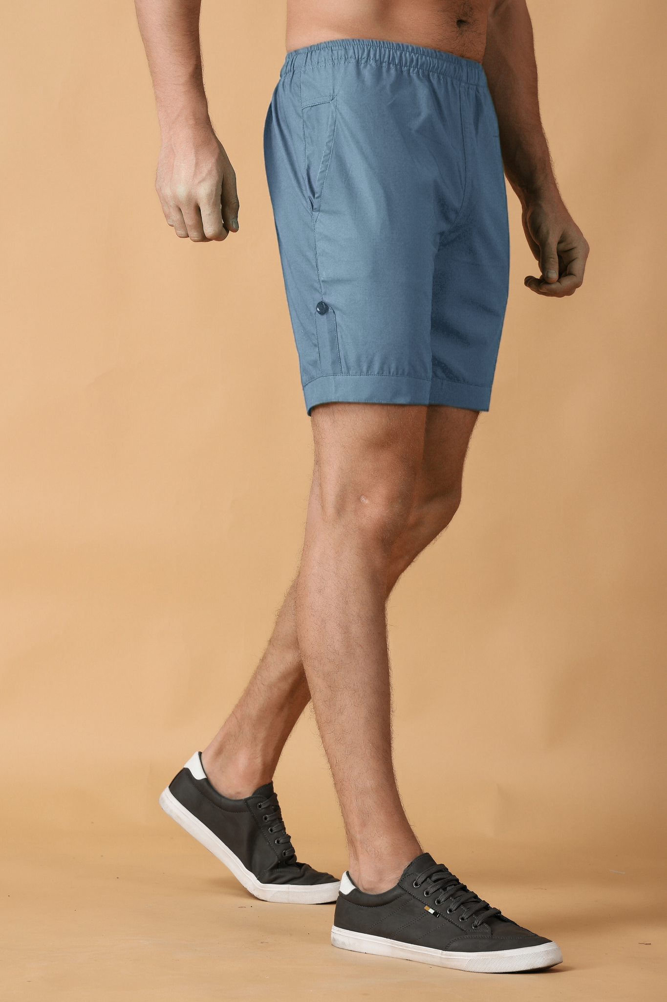 Greyish Blue Cotton Shorts