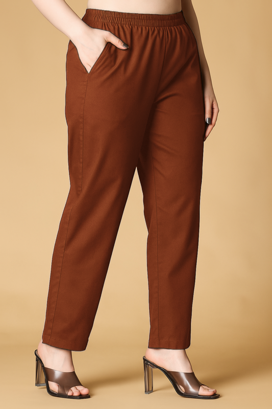 Rust Cotton Kurti Pant