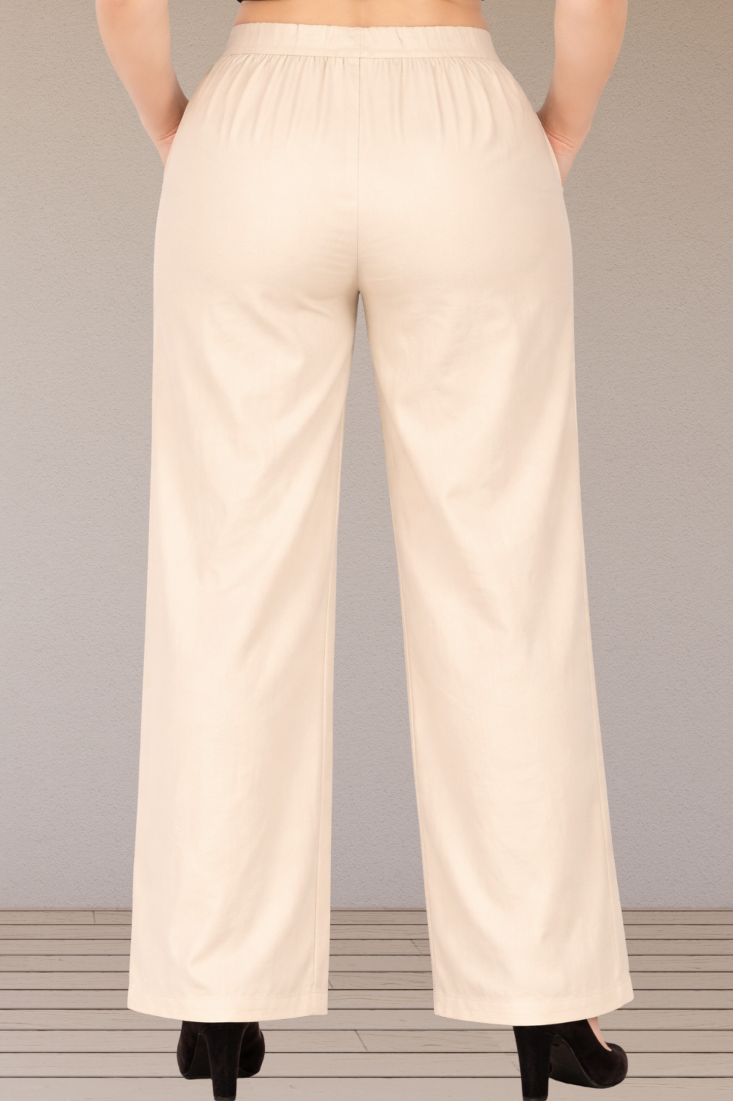 Cream Belted Cotton Palazzo