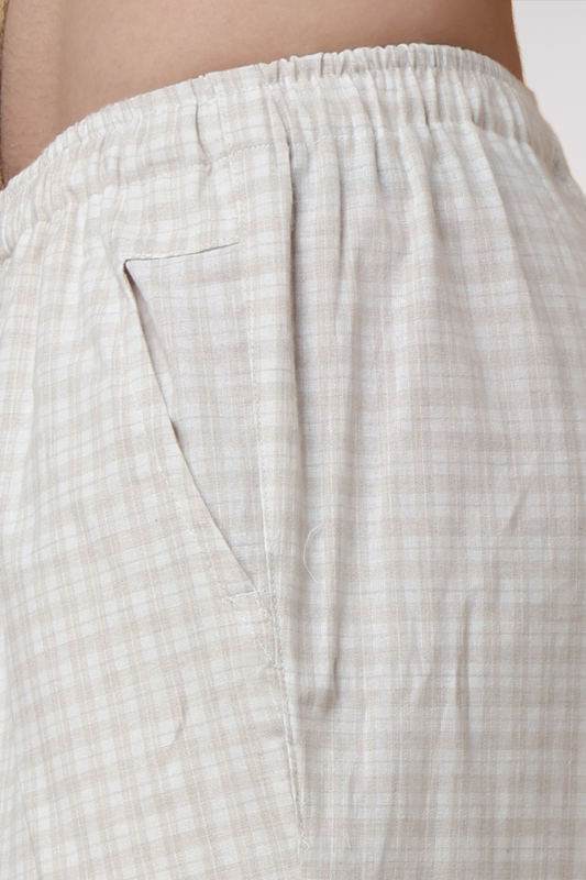 Creamy Checked Cotton Pant Pajama