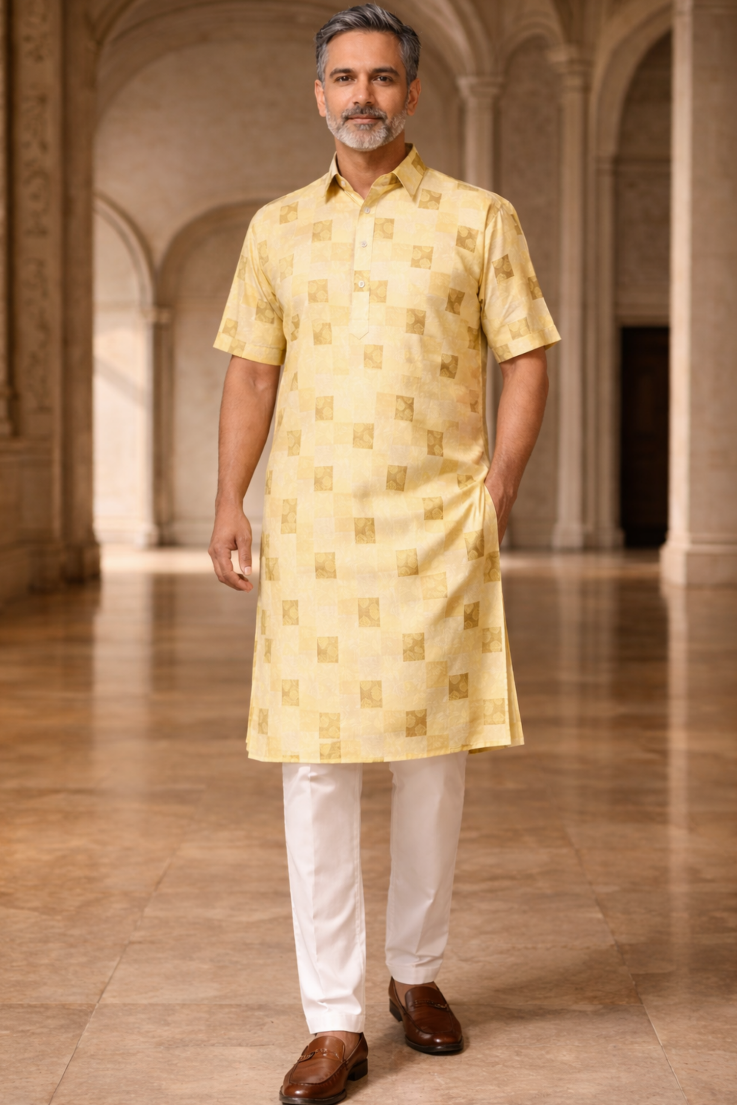 Creamy Lemon Printed Kurta