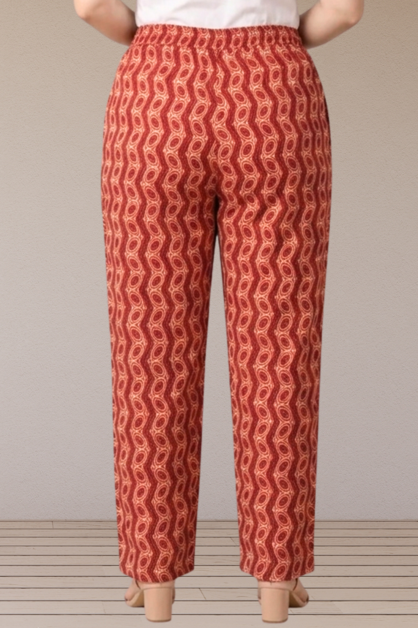 Crimson Wave Cotton Printed Pant