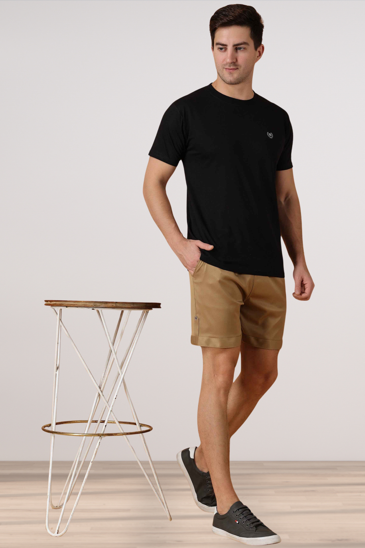 Dark Beige Cotton Lycra Shorts