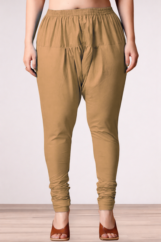Dark Beige Rayon Churidar Pants