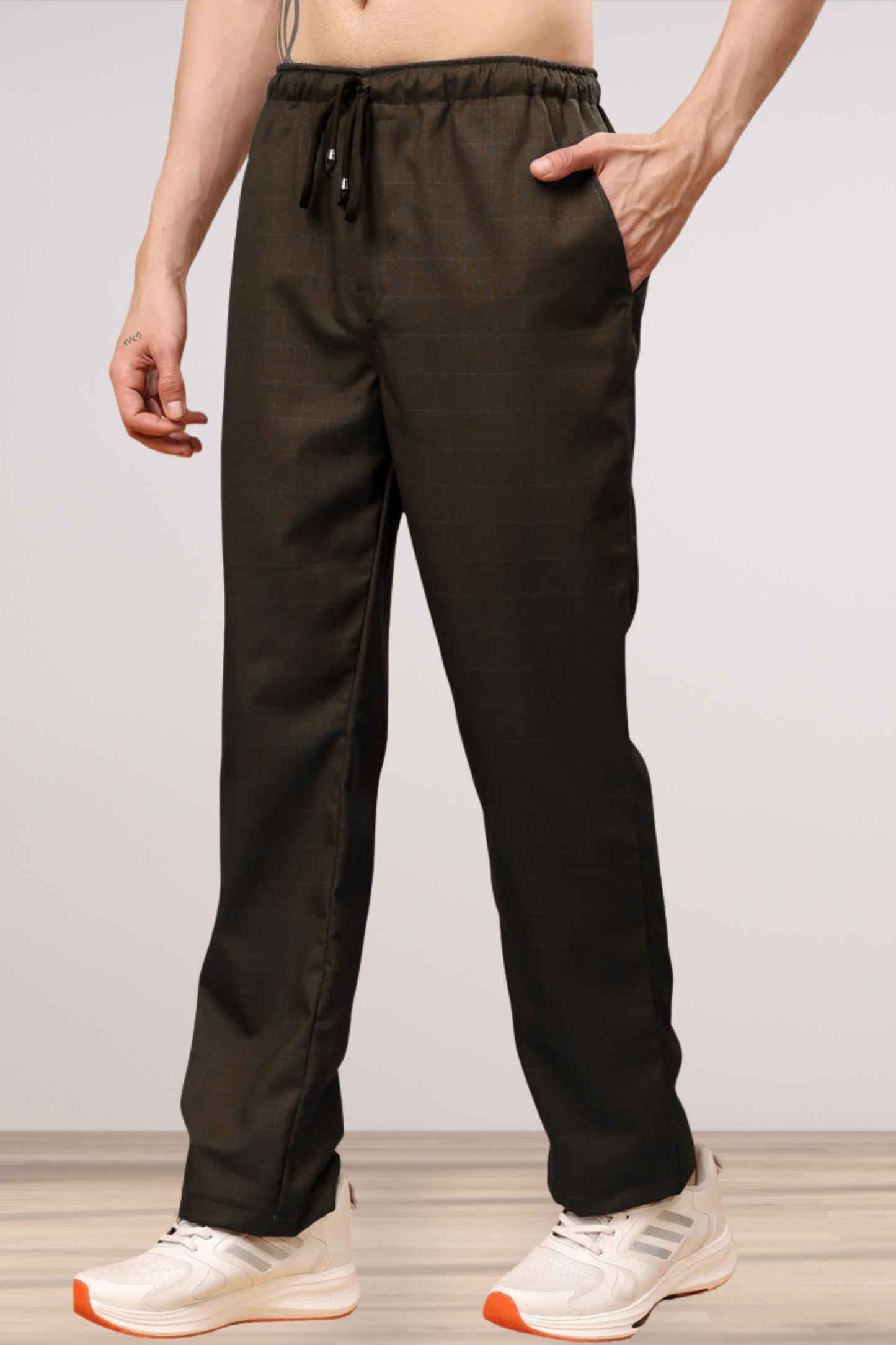 Dark Brown Checked Cargo - 2 Pocket