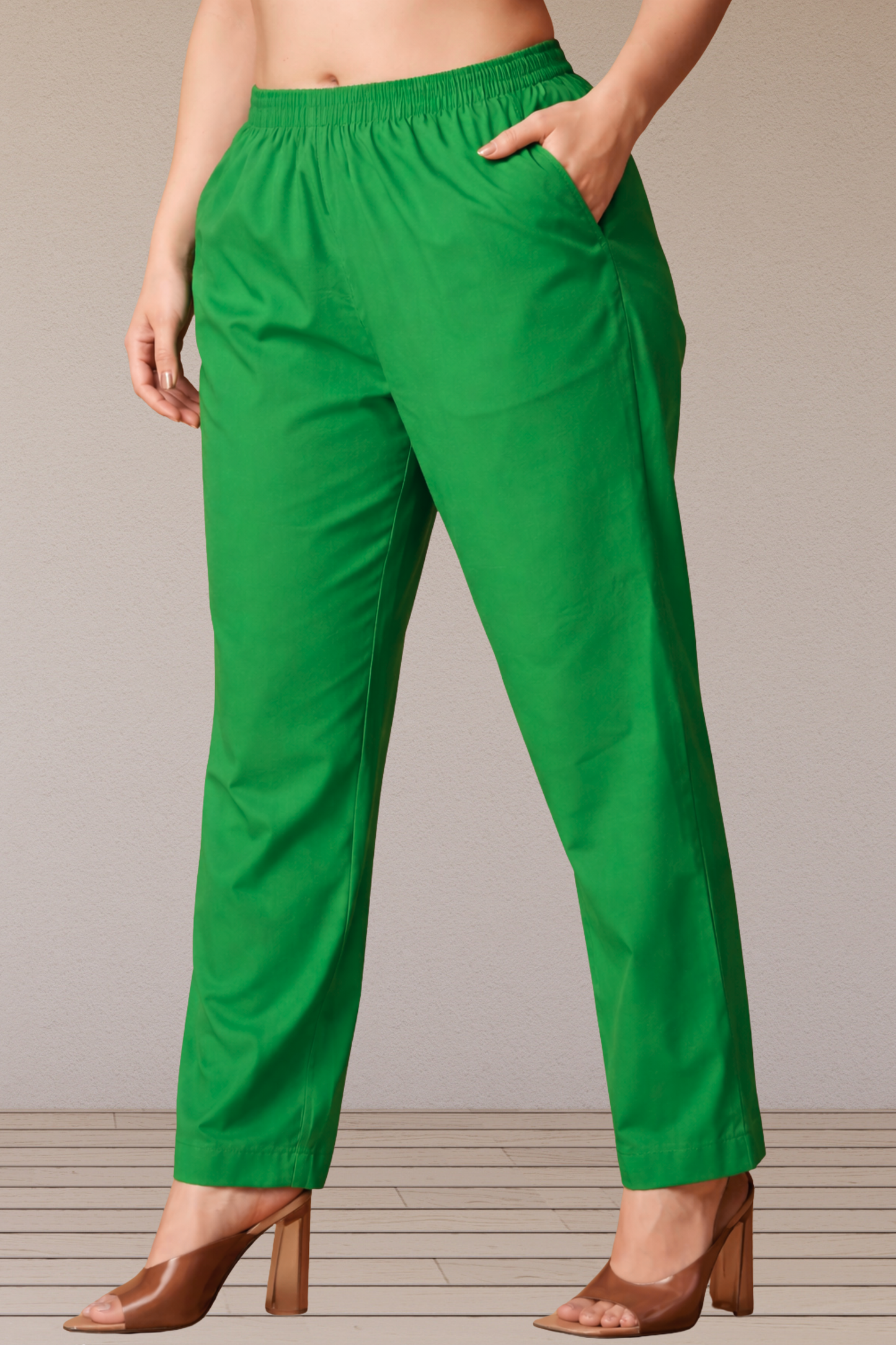 Dark Green Poplin Cotton Pant