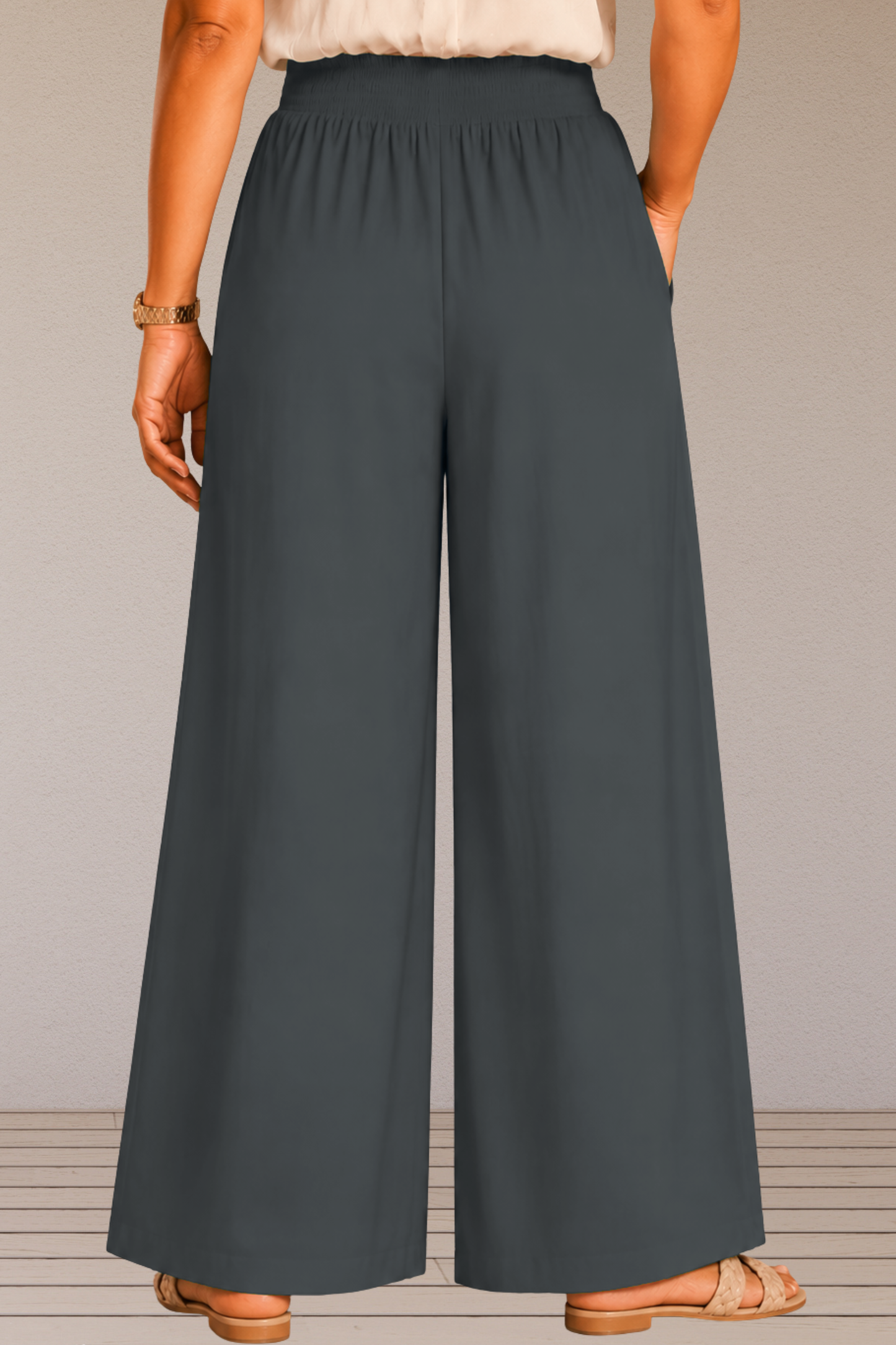 Dark Grey Flared Palazzo Pant