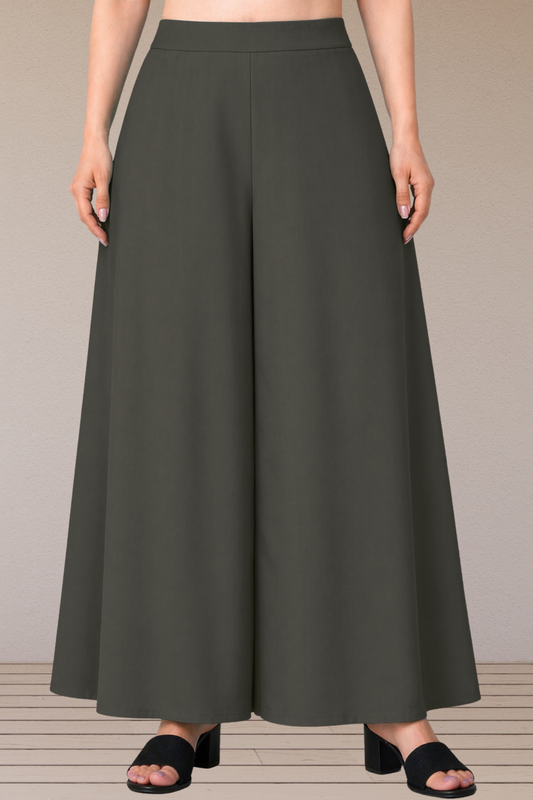 Dark Grey Rayon Belted Skirt Palazzo