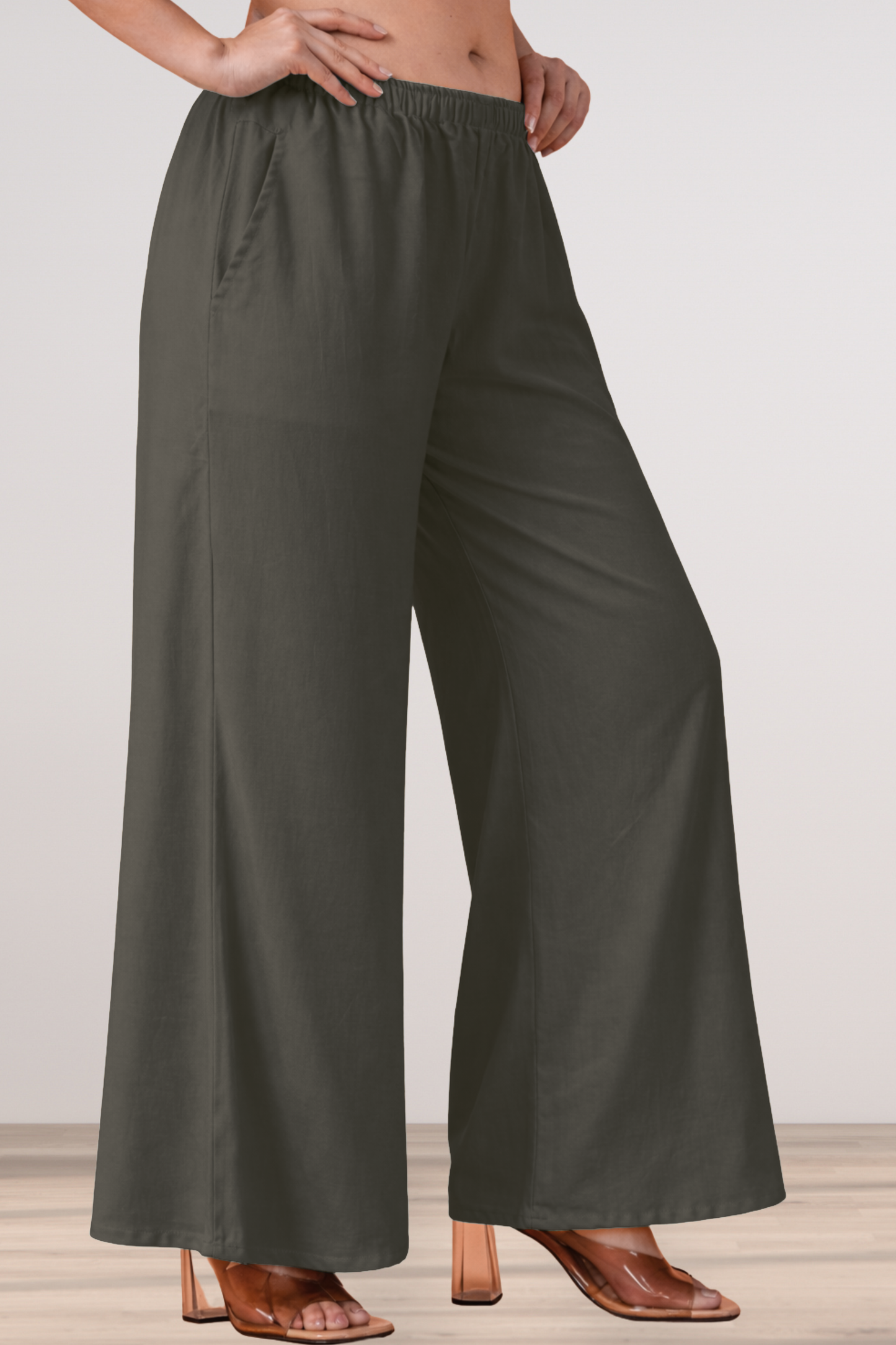 Dark Grey Rayon Loose Palazzo