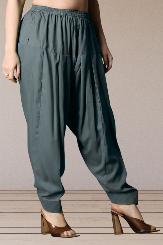 Dark Grey Rayon Pleated Salwar