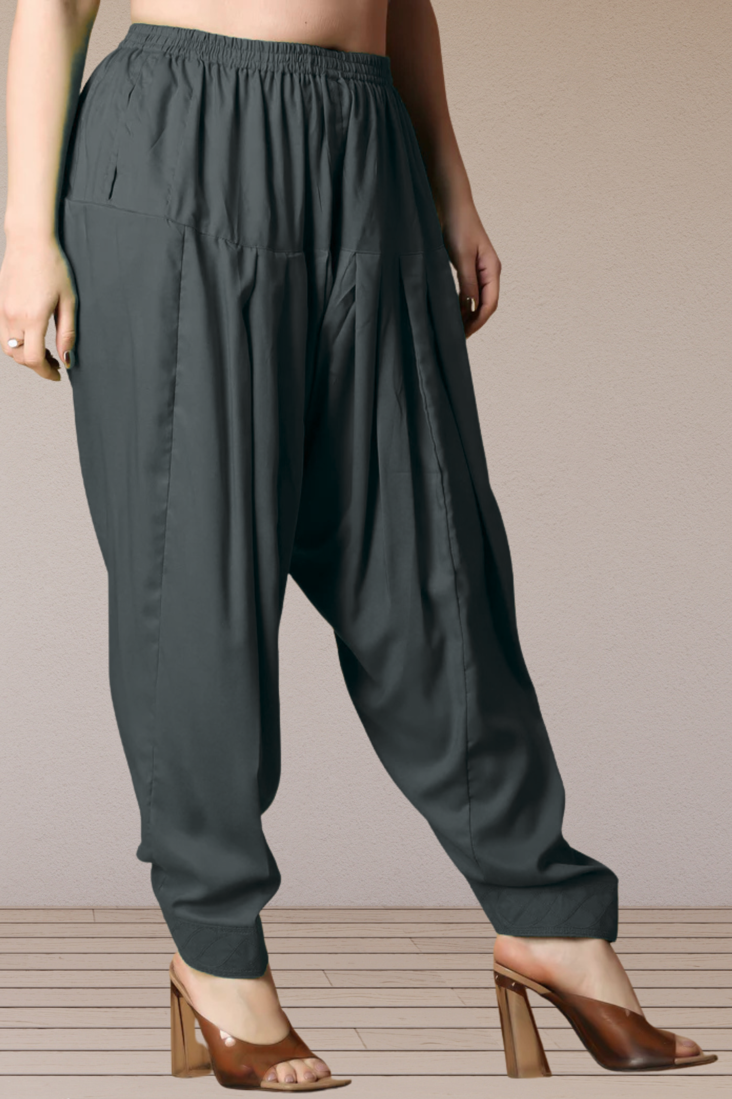 Dark Grey Rayon Pleated Salwar