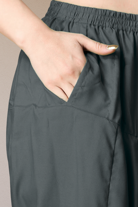 Dark Grey Rayon Pleated Salwar