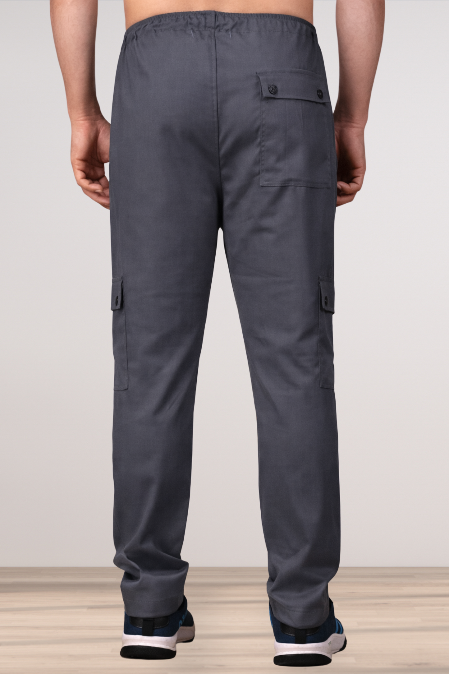 Dark Grey Textured Stretch Cargo Pants