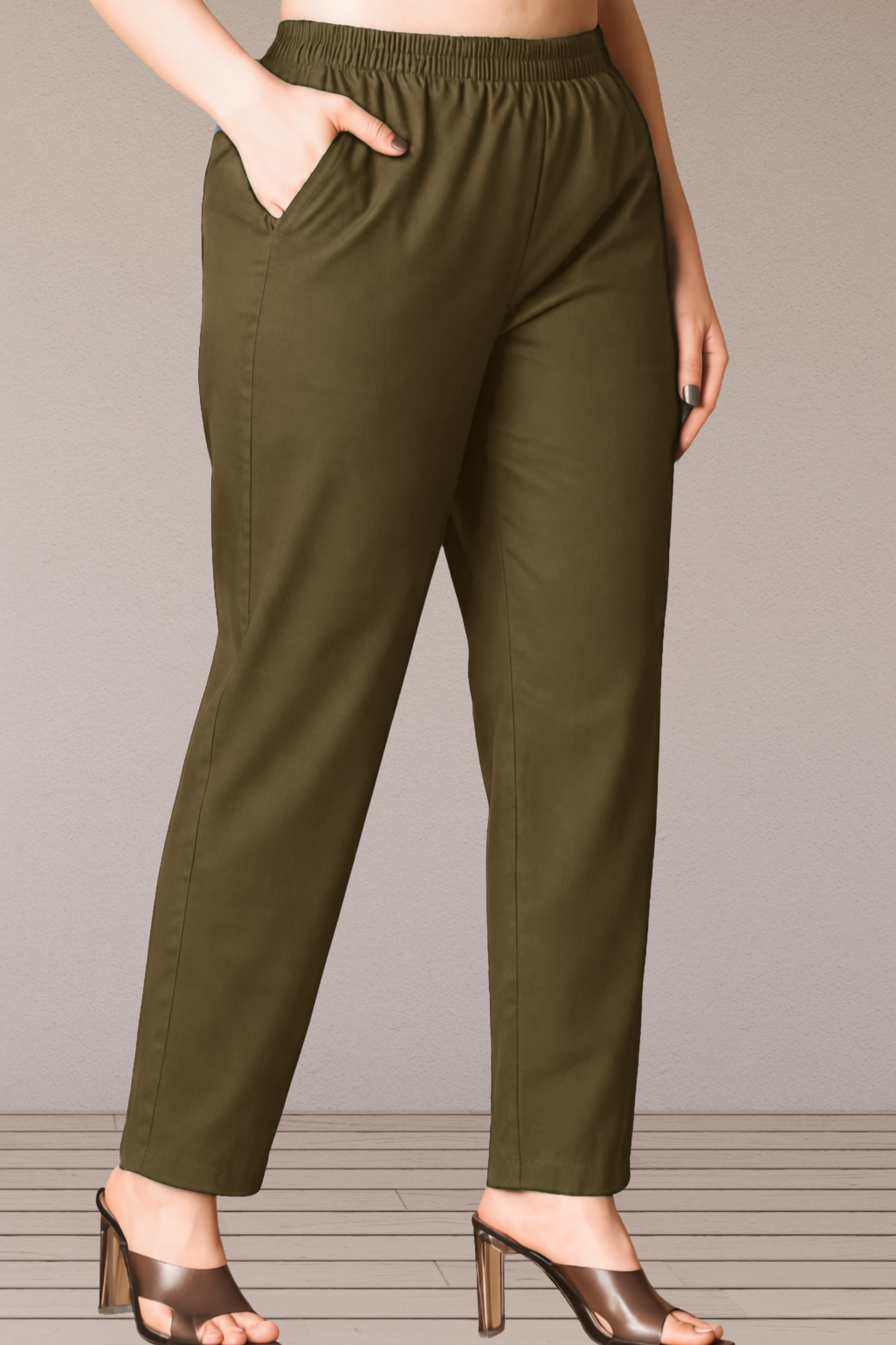 Dark Mehandi Cotton Kurti Pant