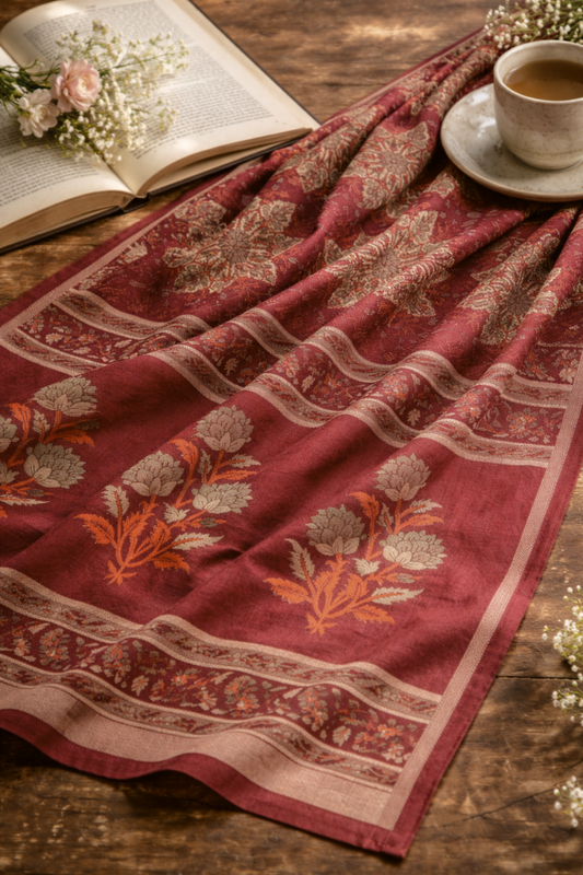 Dark Onion Floral Cotton Dupatta