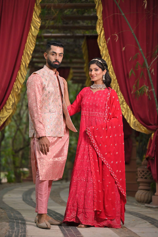 Buy Plus Size Dazzling Rose Mirrored Couple Outfit At Apella | Sizes XS to 10 XL | India | Free Delivery | Customized