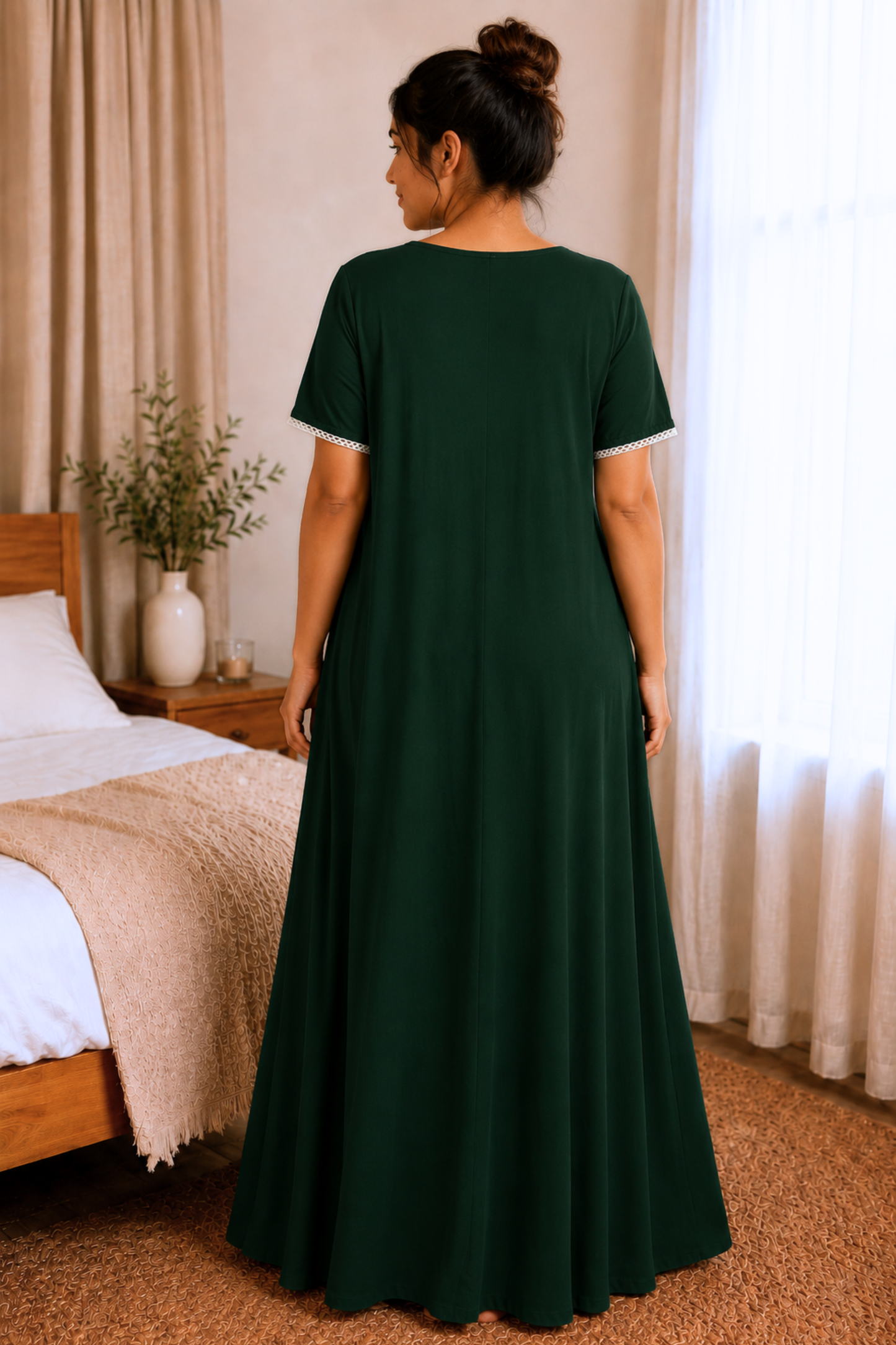 Deep Green Rayon Night Gown