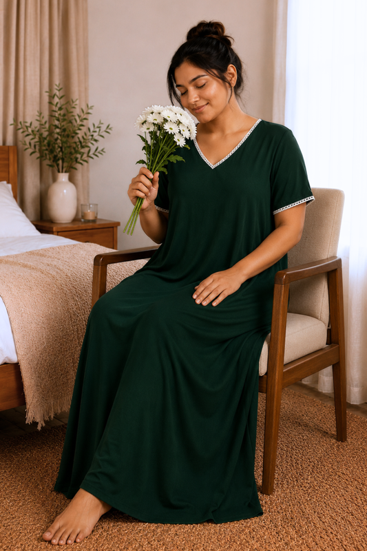 Deep Green Rayon Night Gown