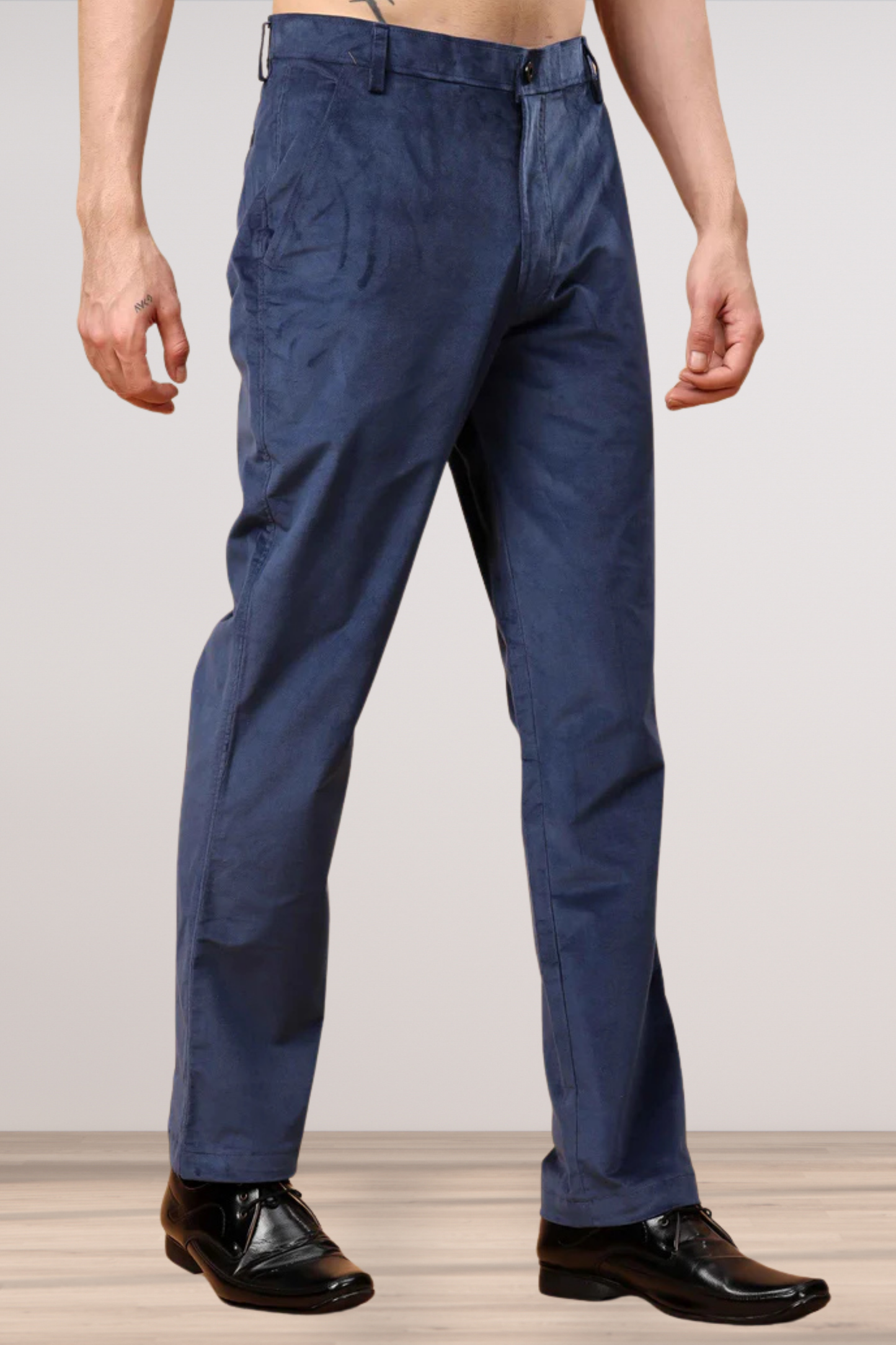 Denim Blue Corduroy Formal Trousers
