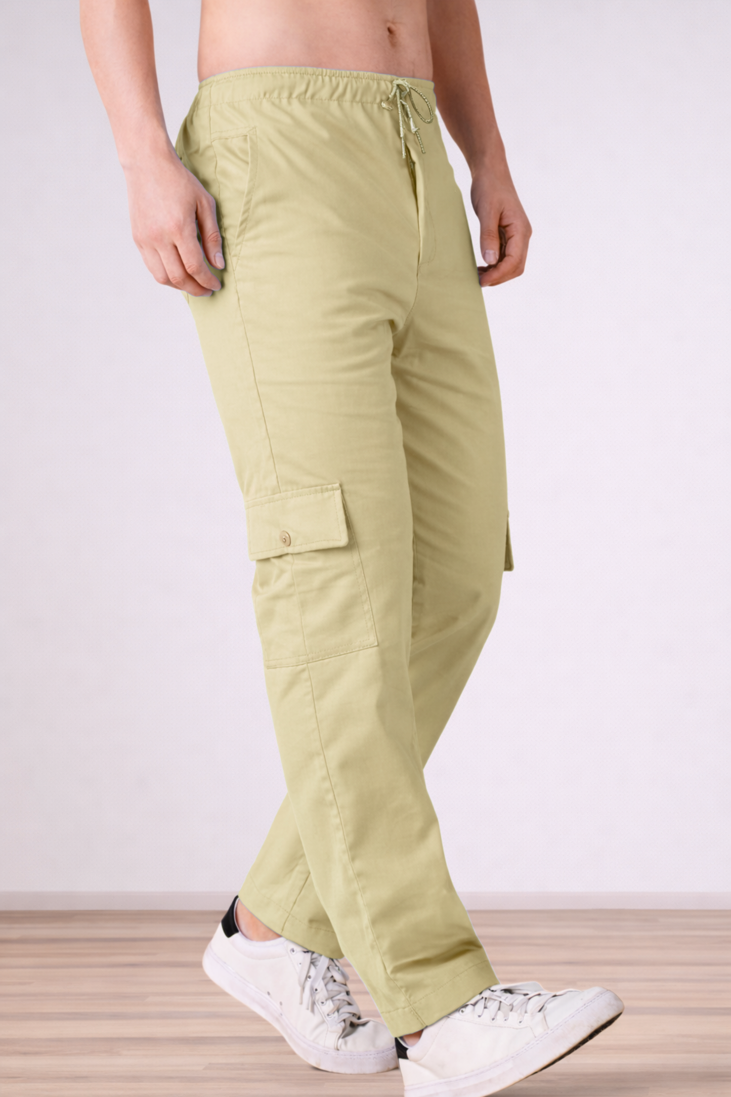 Desert Beige Cotton Cargo Pants
