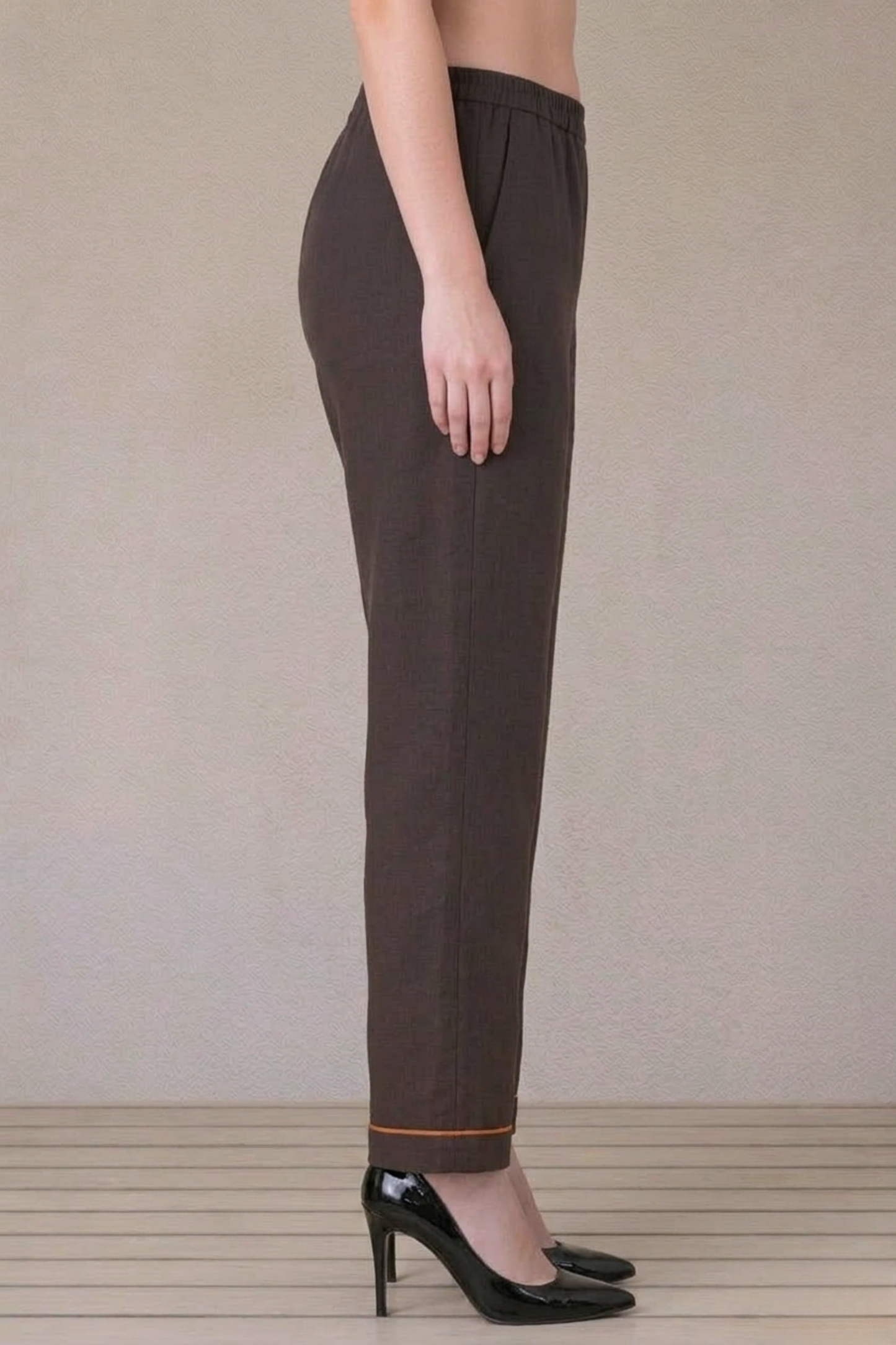 Detailed Hemline Misty Green Cotton Palazzo