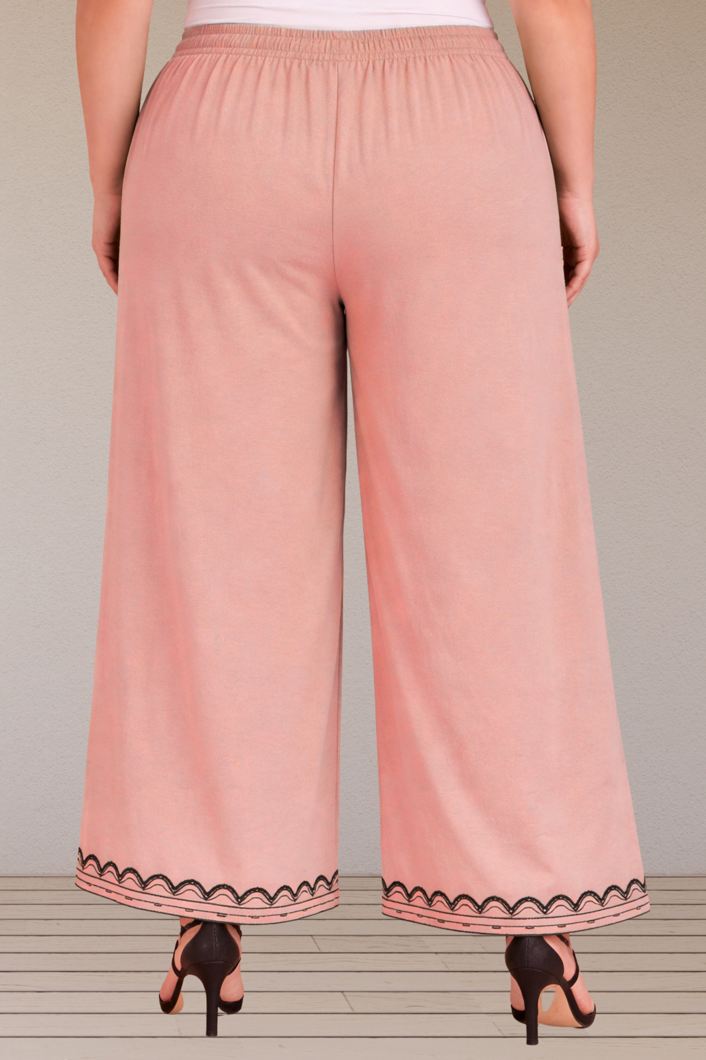 Detailed Peach Rayon Palazzo