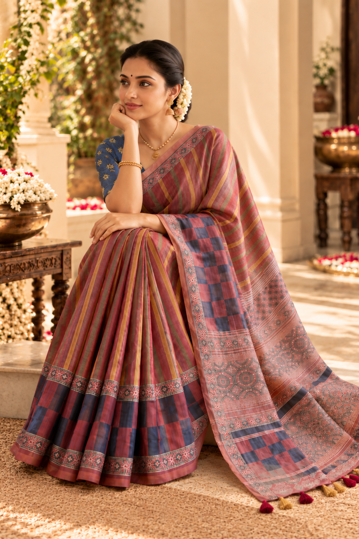 Nandini Printed Saree With 1.5 Mtr Blouse