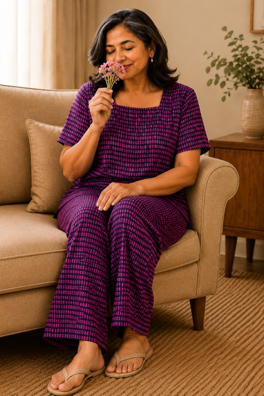 Dreamy Berry Rayon Night Suit