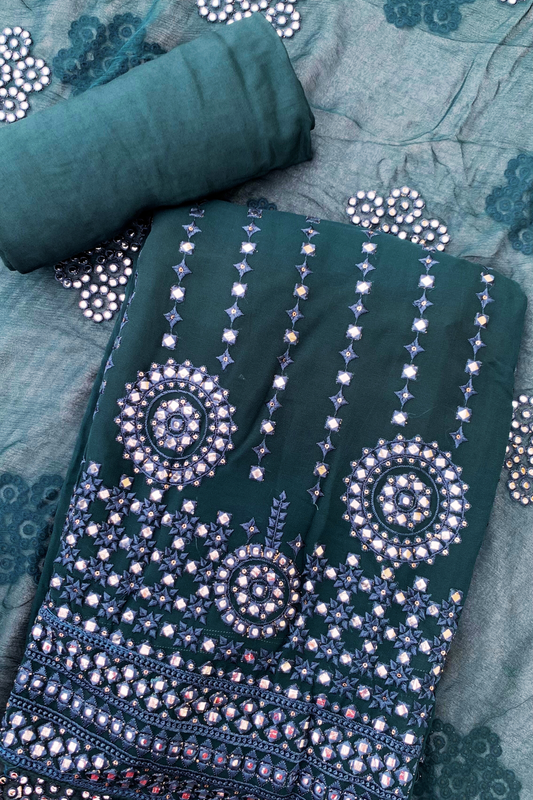 Buy Plus Size Peacock Green Mirrored Fancy Suit At Apella | Sizes XS to 10 XL | India | Free Delivery | Customized