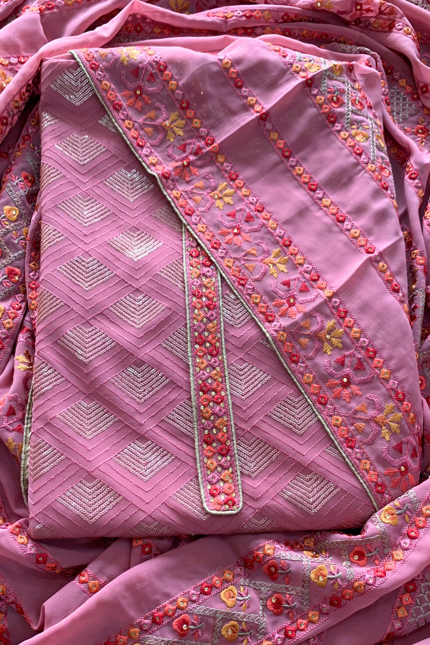 Buy Plus Size Pink Pastel Dress Material At Apella | Sizes XS to 10 XL | India | Free Delivery | Customized