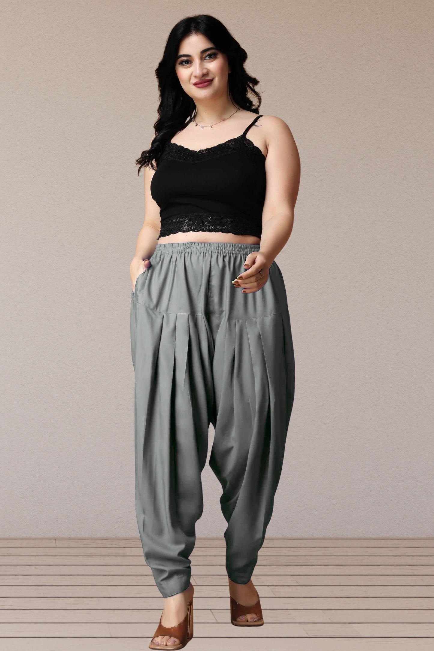 Light Grey Straight Rayon Salwar Pants