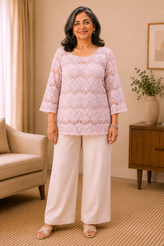 Dusty Mauve Everyday Schiffli Top