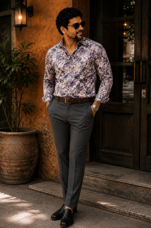 Dusty Burgundy Printed Shirt