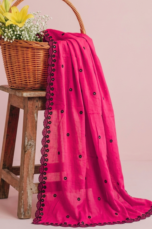 Embroidered Cherry Passion Dupatta